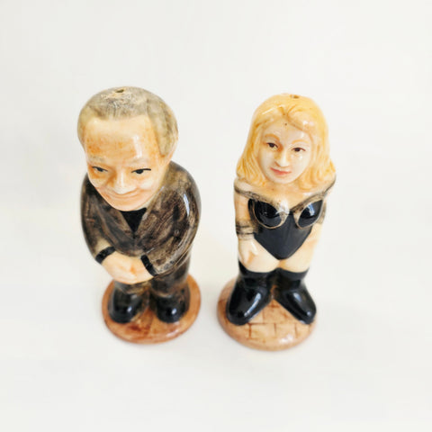 Rare 1970s Vintage CC HP "Vicar and Tart" Ceramic Novelty Salt and Pepper Shaker Set