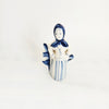 Vintage 1970s Gzhel USSR Porcelain Figurine "Lady by the Fence" – Hand-Painted Cobalt Blue Art, Excellent Condition with Export Stamps