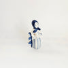 Vintage 1970s Gzhel USSR Porcelain Figurine "Lady by the Fence" – Hand-Painted Cobalt Blue Art, Excellent Condition with Export Stamps