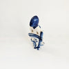 Vintage 1970s Gzhel USSR Porcelain Figurine "Lady by the Fence" – Hand-Painted Cobalt Blue Art, Excellent Condition with Export Stamps