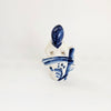 Vintage 1970s Gzhel USSR Porcelain Figurine "Lady by the Fence" – Hand-Painted Cobalt Blue Art, Excellent Condition with Export Stamps