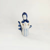 Vintage 1970s Gzhel USSR Porcelain Figurine "Lady by the Fence" – Hand-Painted Cobalt Blue Art, Excellent Condition with Export Stamps