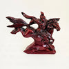 Vintage 1970s Red Resin Guan Yu Statue – Chinese God of War on Galloping Horse