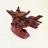 Vintage 1970s Red Resin Guan Yu Statue – Chinese God of War on Galloping Horse