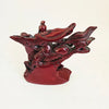 Vintage 1970s Red Resin Guan Yu Statue – Chinese God of War on Galloping Horse