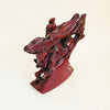 Vintage 1970s Red Resin Guan Yu Statue – Chinese God of War on Galloping Horse