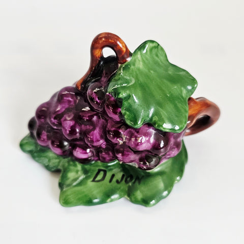 Rare Vintage 1930s Grey Poupon Majolica Grape Mustard Pot & Lid – French Barbotine