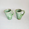 Rare Pair of 1960s Huronia Studio Pottery Mugs | Mid-Century Modern Canadian Art Ceramic Cups | Organic Green Flame Reflow Glaze