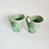Rare Pair of 1960s Huronia Studio Pottery Mugs | Mid-Century Modern Canadian Art Ceramic Cups | Organic Green Flame Reflow Glaze