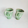 Rare Pair of 1960s Huronia Studio Pottery Mugs | Mid-Century Modern Canadian Art Ceramic Cups | Organic Green Flame Reflow Glaze