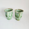 Rare Pair of 1960s Huronia Studio Pottery Mugs | Mid-Century Modern Canadian Art Ceramic Cups | Organic Green Flame Reflow Glaze