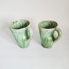 Rare Pair of 1960s Huronia Studio Pottery Mugs | Mid-Century Modern Canadian Art Ceramic Cups | Organic Green Flame Reflow Glaze