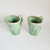 Rare Pair of 1960s Huronia Studio Pottery Mugs | Mid-Century Modern Canadian Art Ceramic Cups | Organic Green Flame Reflow Glaze