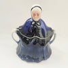Charming Vintage 1970s Tony Wood Staffordshire "Little Old Lady" Covered Sugar Bowl in Cobalt Blue