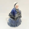 Charming Vintage 1970s Tony Wood Staffordshire "Little Old Lady" Covered Sugar Bowl in Cobalt Blue