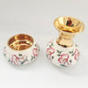 Vintage 1940s Prinknash Pottery Miniature Bud Vase and Bowl Set - 24K Gold Gilt & Wild Rose Design