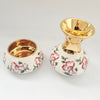 Vintage 1940s Prinknash Pottery Miniature Bud Vase and Bowl Set - 24K Gold Gilt & Wild Rose Design