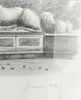 Vintage 1950's Framed London Art: Trafalgar Square Pencil Sketch Reproduction by W.H. Constantine