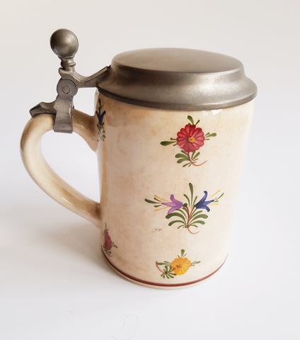 Wechsler Tirolkeramik Schwaz Austria Stein w/ pewter Rein Zinn lid, Beer Stein / Tankard