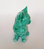 Vintage 1970's Kitsch Anglia Glazed Ceramic Studio Art Pottery Turquoise Cat Figurine / Statue