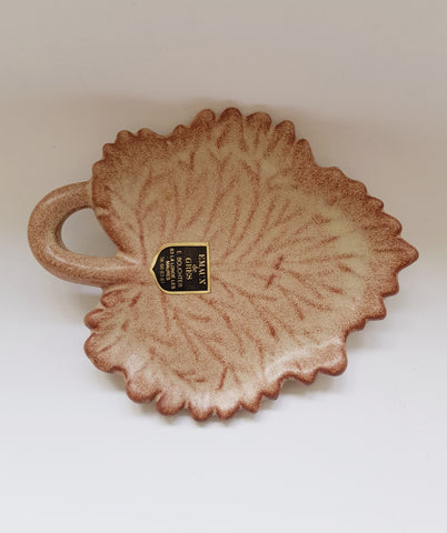 A beautiful French Glazed Sandstone (EMAUX de GRES) Ceramic Studio Art Pottery Vine Leaf Shaped Plate