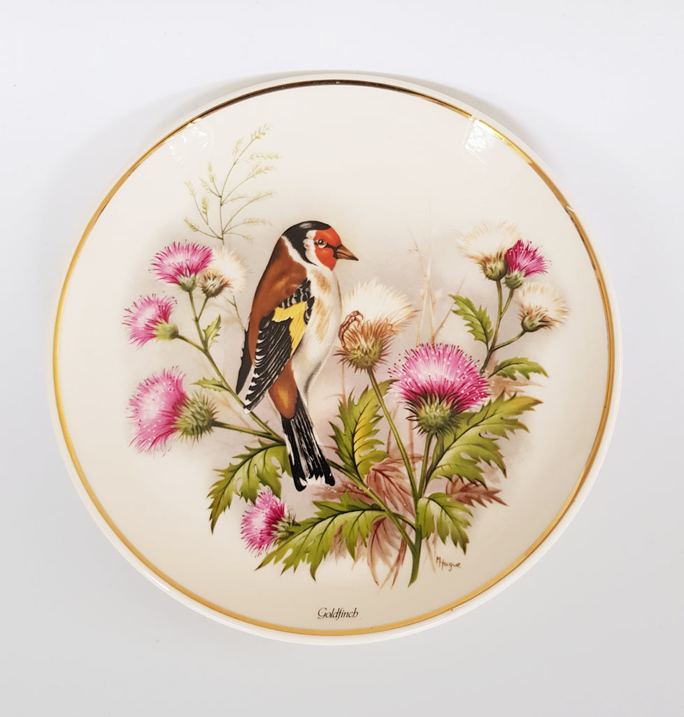 Vintage Prinknash Pottery Goldfinch Bird Decorative Plate, Signed by the Artist "M Hague", Made in Gloucester England