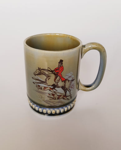 Vintage Wade Co Armagh Irish Porcelain Fox Hunting Scene Beer Mug / Tankard