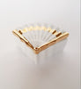 Fan Shaped Porcelain Trinket Box / Pillbox with Gold Trimming, made in Italy