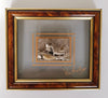 Vintage Wall Art, Two Seals on a Rock in a Beach Sculpted out of Metal mounted on Framed Glass