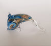 Signed Murano Glass Dolphin Sculpture in Clear Glass and Translucent Blue and Light Brown