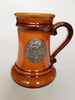 Vintage Glazed Ceramic Beer Mug / Beer Stein, Brown Glazed Earthenware