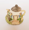 Rare & Collectable Miniature Ornamental Cottage with Mice Decorative Teapot / Trinket Box