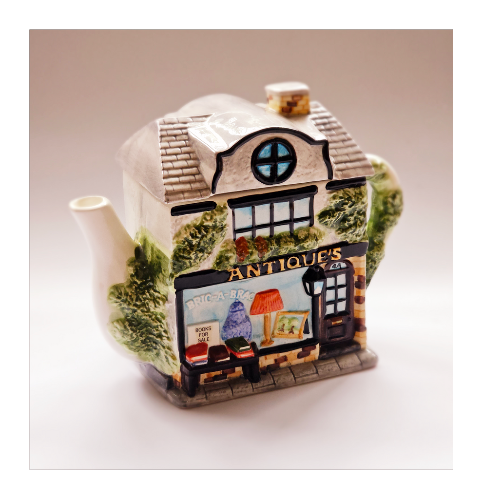 Vintage Annie Rowe Novelty Teapot Featuring An Antique s Shop One Offs Vintage annie rowe novelty teapot featuring an antique s shop one offs