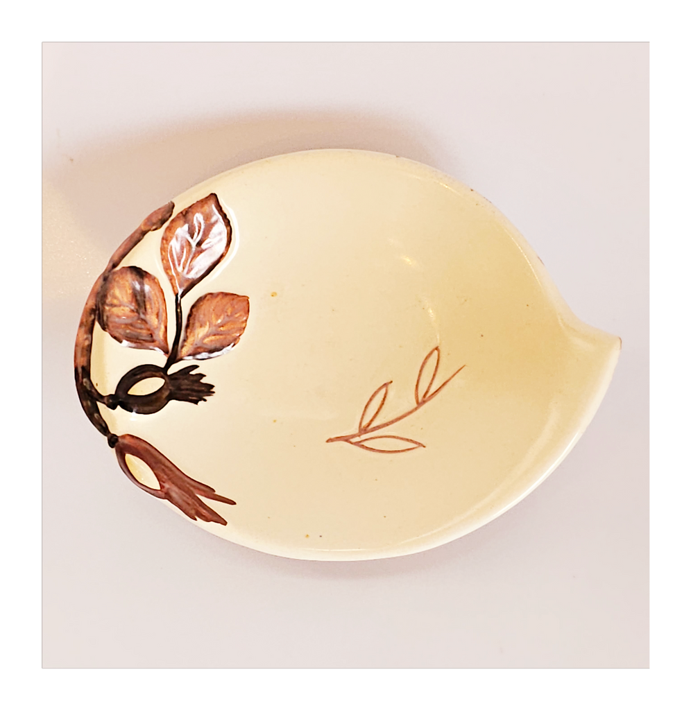 Vintage 1950's Carlton Ware Hand-Painted and Embossed Leaf Pin Dish
