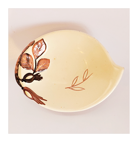 Vintage 1950's Carlton Ware Hand-Painted and Embossed Leaf Pin Dish