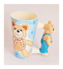 Rare vintage 1980's Glazed Ceramic HOFF Interieur Teddy Bear Mug with a 3D Teddy Bear handle