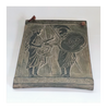 Vintage 1970's Ancient Greek Warriors ceramic decorative tile, Original Patina