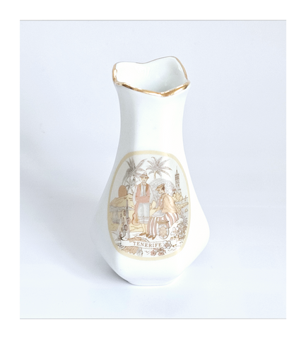 Rare Vintage Chokin Style porcelain Gold Miniature Vase / Bud Vase from Tenerife