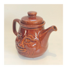 Vintage 1980's Brown Glazed Ceramic Novelty Teapot with Happy / Smiley Face