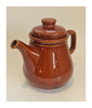Vintage 1980's Brown Glazed Ceramic Novelty Teapot with Happy / Smiley Face