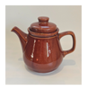Vintage 1980's Brown Glazed Ceramic Novelty Teapot with Happy / Smiley Face