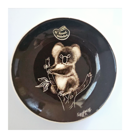 Vintage The Little Sydney Pottery Studio Art Hand painted Ceramic Koala Bear Wall Plate / Pin Dish