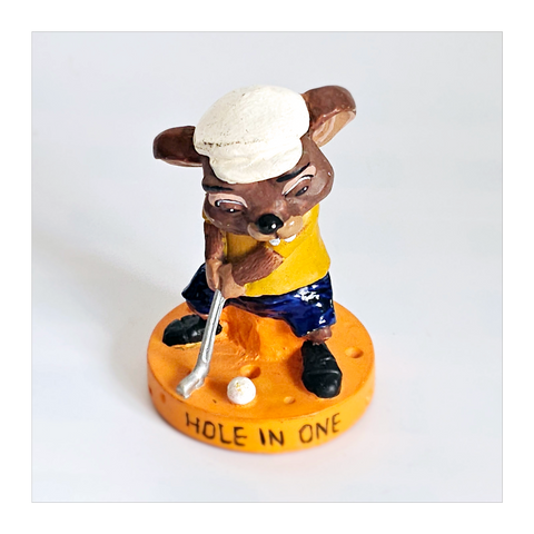 Rare Golf Themed Ceramic Mouse Figurine Cheese Chasers N&T Productions 2002 - Distributed by Widdop Bingham