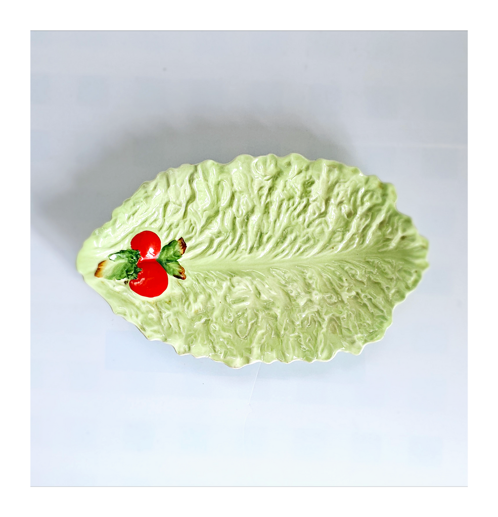 Vintage 1950's Carlton Ware Hand Painted and Embossed Lettuce Leaf Dish