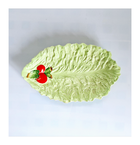 Vintage 1950's Carlton Ware Hand Painted and Embossed Lettuce Leaf Dish