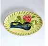 Rare Vintage 1974 Hand Painted Studio Art Pottery Glazed Ceramic Oval Dish signed by the Artist H. Young