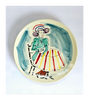 Rare Vintage 1960's Pair of Italian Studio Pottery Majolica Paris 1910 Cafe Scenes Decorative Plates Signed by the Artist