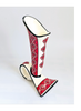 Rare Vintage Ukranian Studio Art Folk Art Ceramic Vase in White, Red and Black