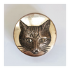 Rare Vintage Pewter Pill Box / Trinket Box Embossed with Cat Face on the Lid and Running Mice on the Outside Rim