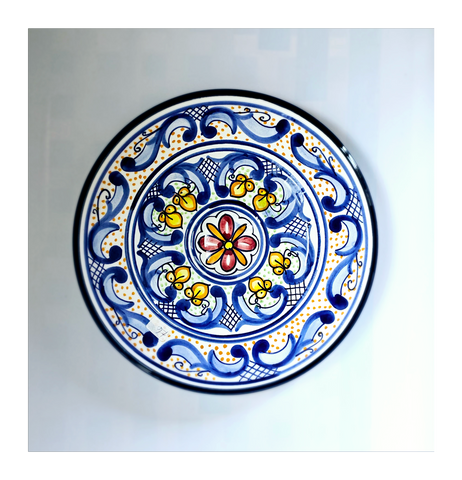 Rare vintage Platart S. L. Spanish Ceramic Studio Pottery Hand Painted Wall Plate / Decorative Plate with Beautiful Floral Design